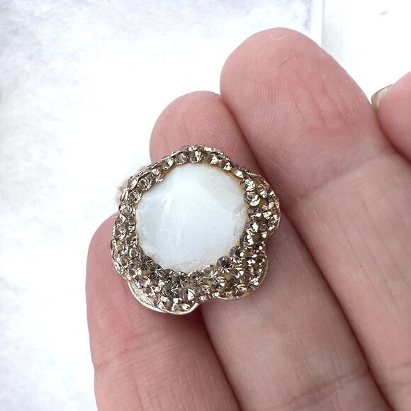 La Costa 925 Sterling with Gold Swarovski Crystal & White Quartz Stud Earrings - Picture 2 of 4
